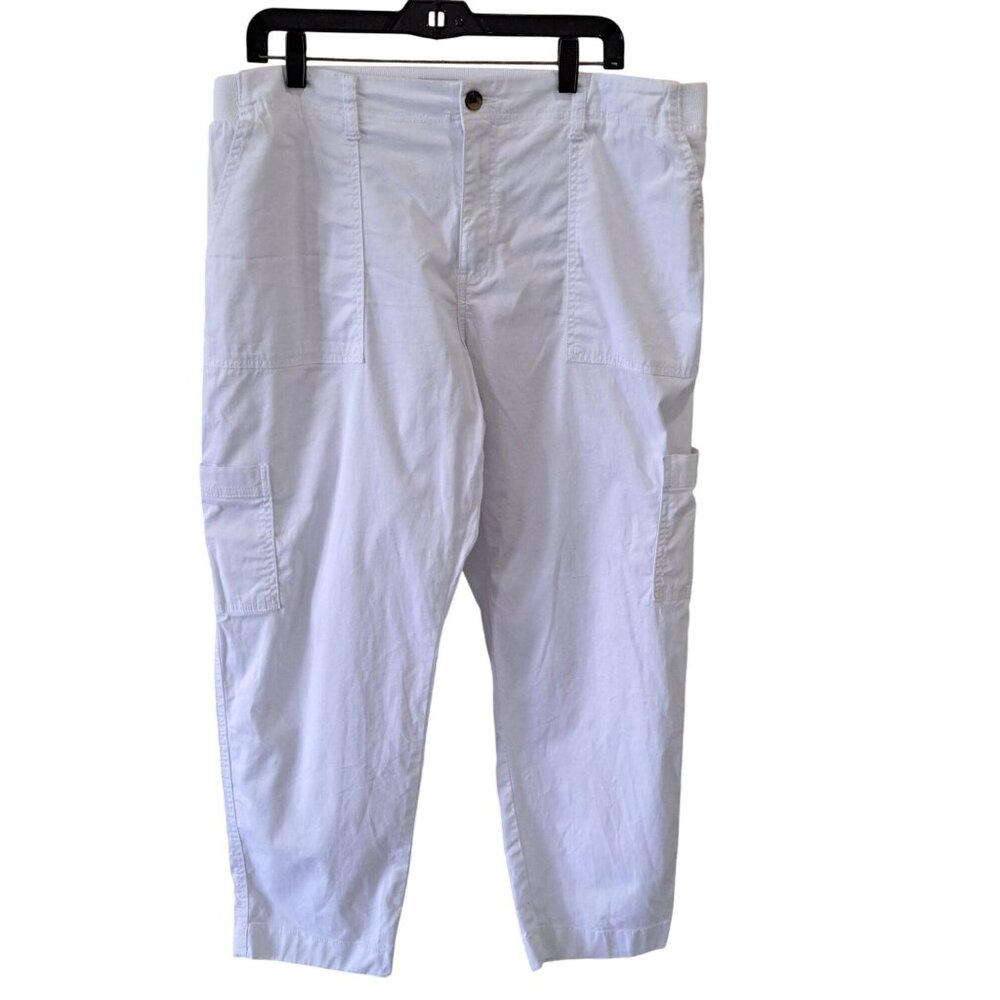 Dash Womens Size XL White Cargo Pants XL Stretch Cotton Blend Summer Beachy